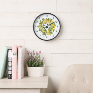 Reloj Corona de limón verde amarillo redondo cocina