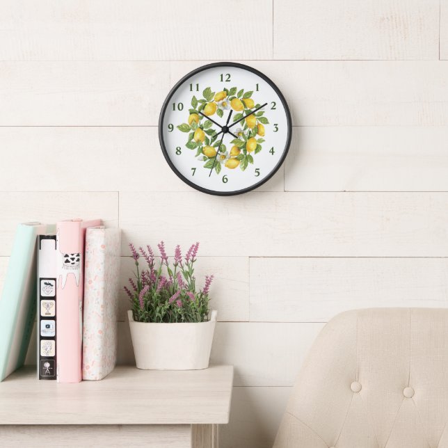 Reloj Corona de limón verde amarillo redondo cocina (Sala de lectura)