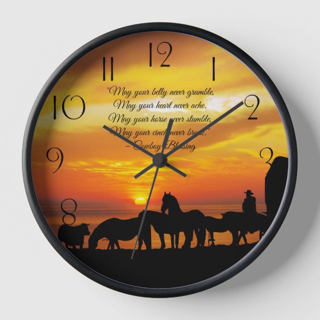 Reloj Cowboy Bendiciendo ganado de caballos Sunset Silho (Anverso)