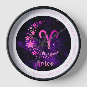 Reloj Crea tu propio Aries Zodiac Celestial Púrpura