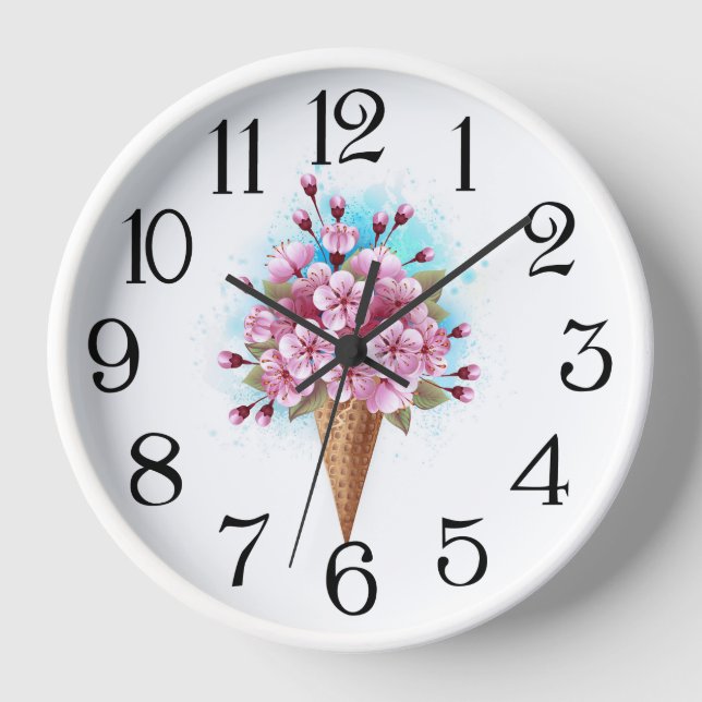 Reloj Crema rosa de hielo Sakura Waffle Cone (Anverso)