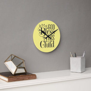 Reloj cristiano en habitación para bebés Dios bend
