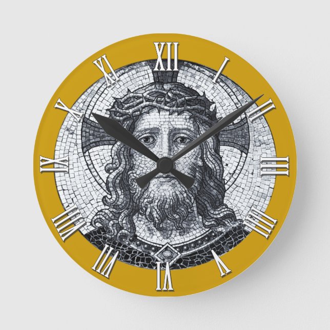 Reloj cristiano, Mosaico Vintage de Jesucristo (Anverso)