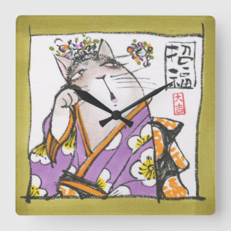 RELOJ CUADRADO アクリル壁時計 招福