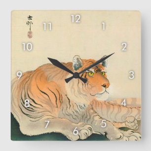 Reloj Cuadrado トラ, 小原古邨 Tiger, Ohara Koson, Ukiyo-e