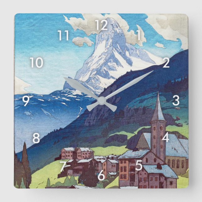 Reloj Cuadrado マ タ ホ ル Matterhorn, Hiroshi Yoshida, Woodcut (Anverso)