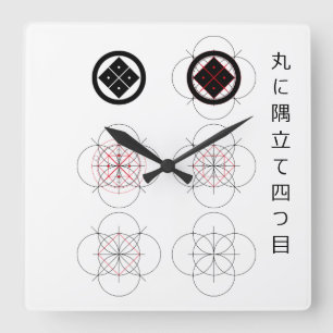RELOJ CUADRADO 丸に隅立て四つ目の作図