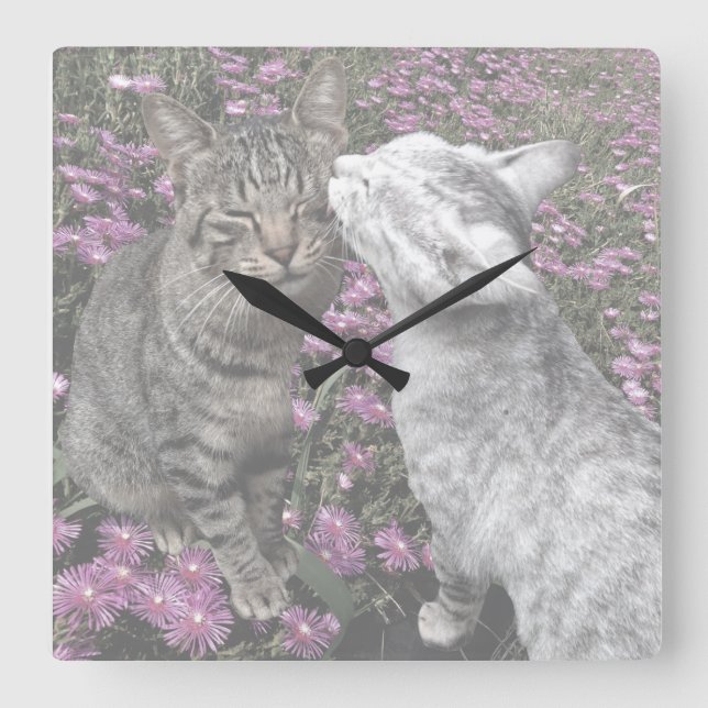 RELOJ CUADRADO 夢 の 中 の 子 た 猫 (Anverso)