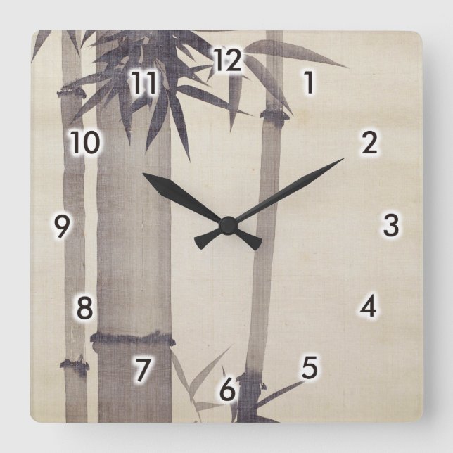 Reloj Cuadrado 竹, 其 一 Bambú, Kiitsu, Japón Art (Anverso)