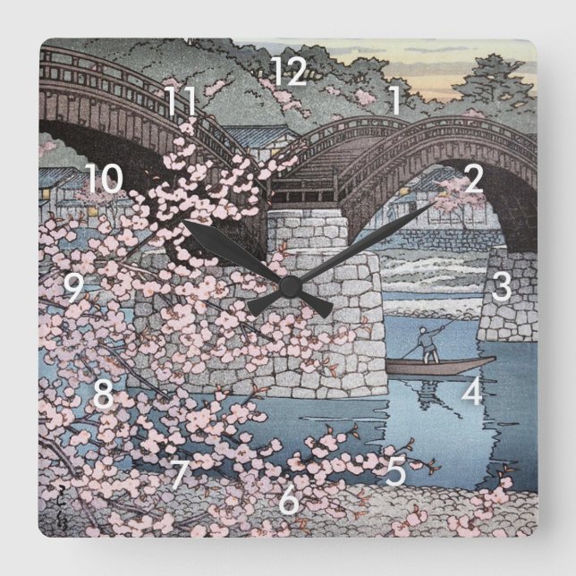 Reloj Cuadrado 錦帯橋の春宵, Spring at Kintai Bridge, Hasui Kawase (Anverso)