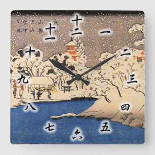 Reloj Cuadrado 雪の浅草,国芳 Snowy Asakusa, Kuniyoshi, Ukiyo-e