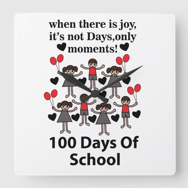 Reloj Cuadrado 100 días de escuela (Anverso)