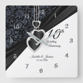 Reloj Cuadrado 10.º Aniversario de Onyx Boda Keepsake