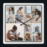 Reloj Cuadrado 10 Collage de fotos personalizado<br><div class="desc">10 reloj de pared personalizado de la familia de Collages de fotos de Ricaso - con 10 plantillas de fotos. Un maravilloso regalo fotográfico para usted o para otros</div>