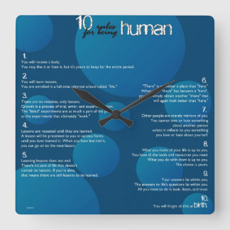 Reloj Cuadrado 10 Rules for being human