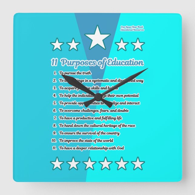 Reloj Cuadrado 11 Finalidades de la educación (Anverso)