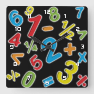 Reloj Cuadrado 123 Números Matemáticas