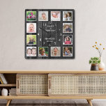 Reloj Cuadrado 12 Collage de fotos Familia Cita Pallet Wood Negro<br><div class="desc">Crea tu propio reloj de pared de collage con 12 de tus fotos favoritas. El reloj del fotograma te ayuda a valorar tus momentos especiales y también hace un regalo reflexivo para padres, abuelos y amigos. El reloj familiar personalizado lo convierte en un regalo perfecto para todas las ocasiones. Personaliza...</div>