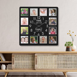 Reloj Cuadrado 12 horas de plantilla de fotografía con presupuest