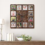 Reloj Cuadrado 12 nietos Collages de fotos citan madera de pallet<br><div class="desc">Reloj de collage de fotos con una frase sentimental de nietos - "Los nietos ocupan un lugar en nuestros corazones que nunca sabíamos que estaba vacío". Personalice con fotos y nombres de nietos para que sea un regalo memorable para los abuelos.</div>