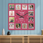 Reloj Cuadrado 12 Tiempo De Collage de fotos Con Cita Familiar Ma<br><div class="desc">Reloj fotográfico personalizado con la inspiradora cita familiar "El tiempo que pasa con la familia vale cada segundo". Personaliza con 12 de tus fotos familiares favoritas.</div>