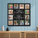 Reloj Cuadrado 12 Tiempo De Collage de fotos Con Cita Familiar Ne<br><div class="desc">Reloj fotográfico personalizado con la inspiradora cita familiar "El tiempo que pasa con la familia vale cada segundo". Personaliza con 12 de tus fotos familiares favoritas.</div>