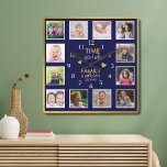 Reloj Cuadrado 12 Tiempo De Collage de fotos Con Oferta Familiar<br><div class="desc">Reloj fotográfico personalizado con la inspiradora cita familiar "El tiempo que pasa con la familia vale cada segundo". Personaliza con 12 de tus fotos familiares favoritas.</div>