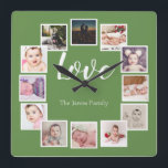 Reloj Cuadrado 12 Verde Personalizado Collage de fotos<br><div class="desc">12 reloj de pared de plantilla personalizada de Collage de fotos / Verde.. simplemente añada tus propias fotografías y texto a este gran reloj de pared .. fácil de personalizar .. personalizable de plantilla de fotografía de Ricaso - perfecto regalo-ideas</div>