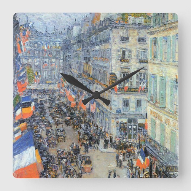 Reloj Cuadrado 14 de julio, calle Daunou por Childe Hassam (Anverso)