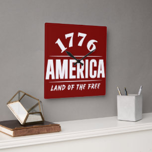 RELOJ CUADRADO 1776 AMÉRICA TIERRA DE LOS LIBRES 4 DE JULIO LIBER