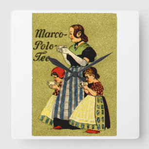 Reloj Cuadrado 1915 Disfrute del té Marco Polo