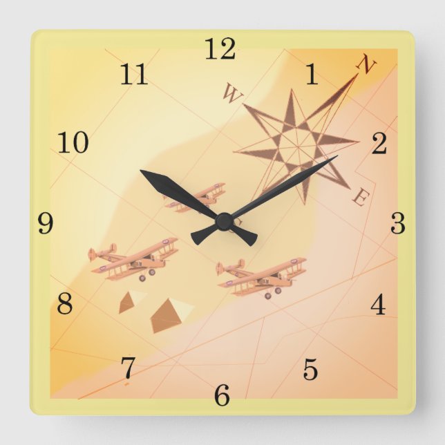 Reloj Cuadrado 1920's Desert Flight Wall Clock (Anverso)