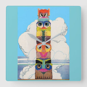 Reloj Cuadrado 1920s totem pole
