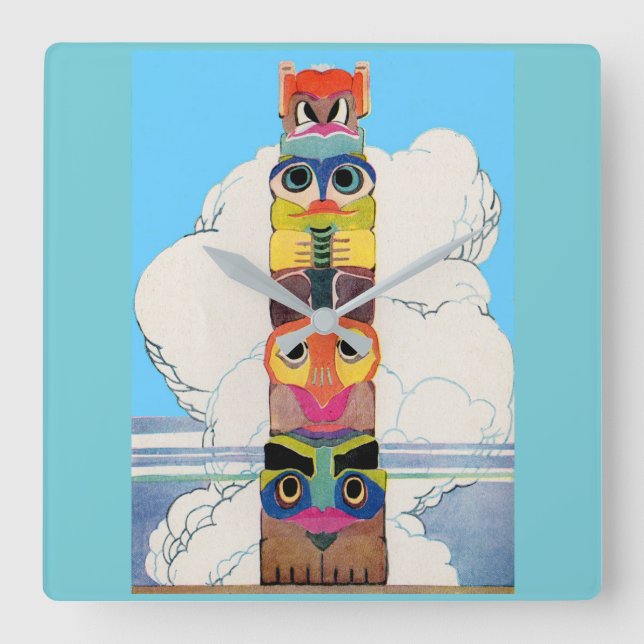 Reloj Cuadrado 1920s totem pole (Anverso)