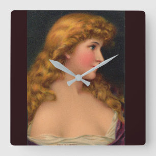 Reloj Cuadrado 19th century beautiful woman with long hair