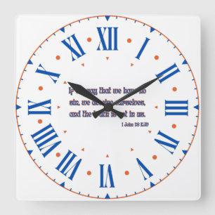 Reloj Cuadrado 1 Juan 1:8 KJV Biblia Verse Número Romano BO