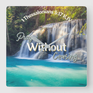 Reloj Cuadrado 1 Tesalónica 5:17 Biblia Verse Square Wall Clock