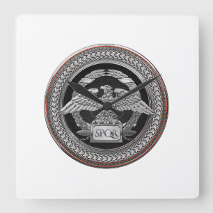 Reloj Cuadrado [200] Águila imperial romana plateada sobre Medall