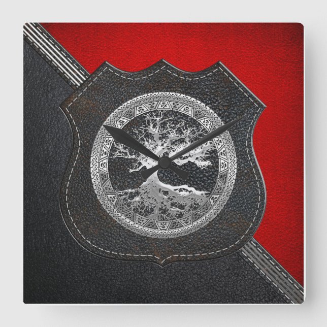 Reloj Cuadrado [200] Árbol celta de vida [Plata] (Anverso)