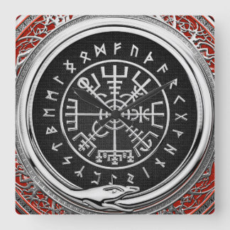 Reloj Cuadrado [200] Compás rúnico mágico de plata de Vegvisir -