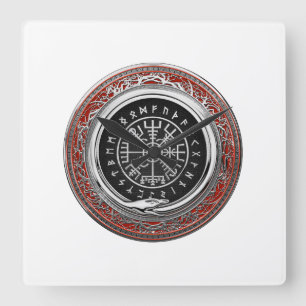 Reloj Cuadrado [200] Compás rúnico mágico de plata de Vegvisir -