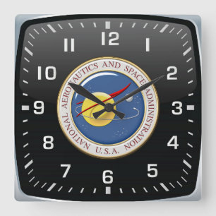 Reloj Cuadrado [200] Emblema de la NASA [3D]