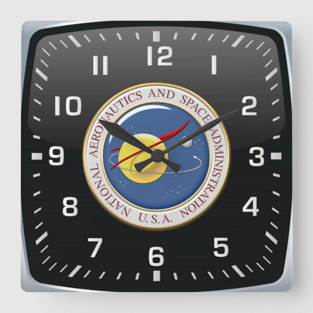 Reloj Cuadrado [200] Emblema de la NASA [3D] (Anverso)