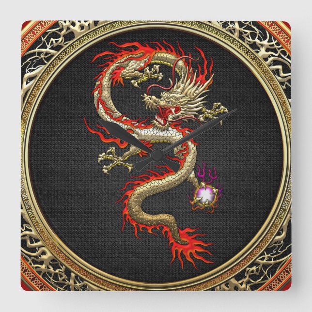 Reloj Cuadrado [200] Golden Chinese Dragon Fucanglong (Anverso)