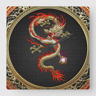 Reloj Cuadrado [200] Golden Chinese Dragon Fucanglong