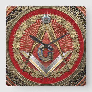 Reloj Cuadrado [200] Master Mason - Gold Square & Compass