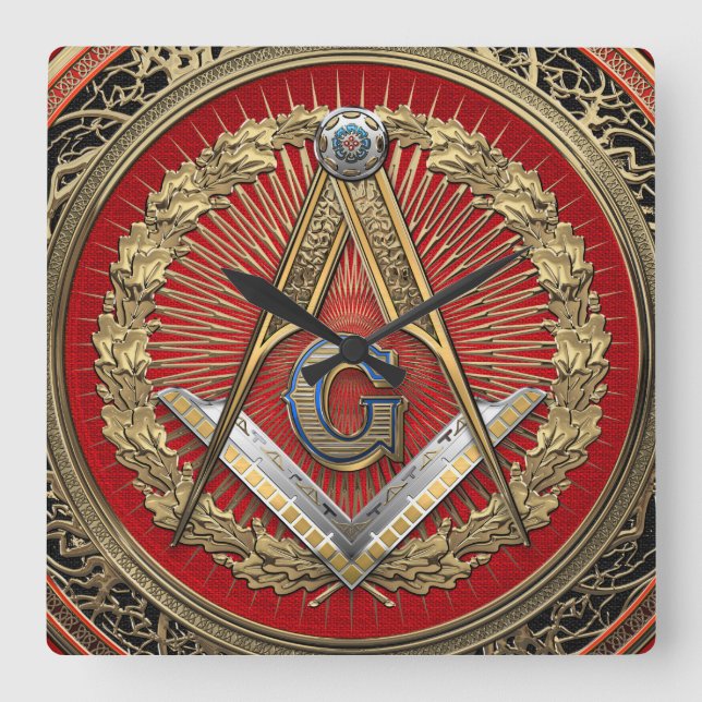 Reloj Cuadrado [200] Master Mason - Gold Square & Compass (Anverso)