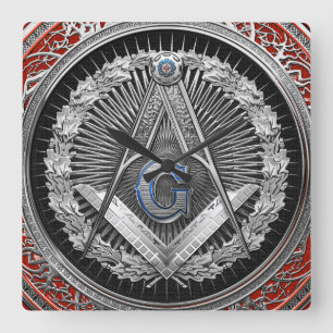 Reloj Cuadrado [200] Master Mason - Silver Square & Compass
