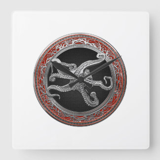Reloj Cuadrado [200] Pulpo de plata sagrada en postura defensiva