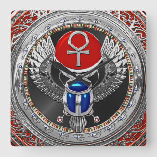 Reloj Cuadrado [200] Scarab y Ankh de aleta sagrada egipcia de pl